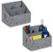 Relaxdays Schreibtisch Organizer, Filz, 2er Set, 3 Fächer, H x B x T: 14 x 18 x 14,5 cm, Ordnungssystem fürs Büro, grau