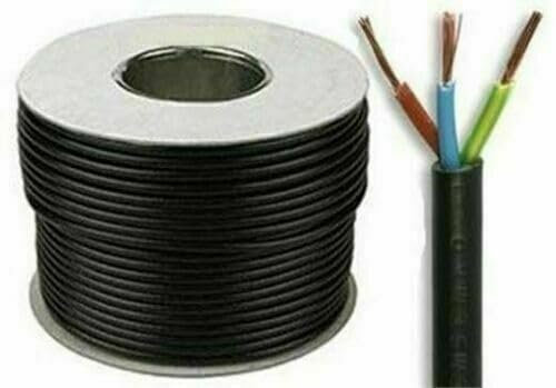 Black 3 Core Flex 3183Y 0.5mm 0.75mm 1.0mm 1.5mm 2.5mm Mains Wire Cable Electric (1, 1.0mm (10AMP))