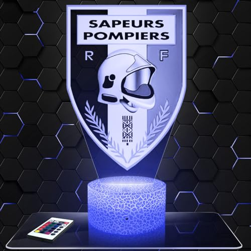 Nachttischlampe Logo Feuerwehr FR deko Feuerwehrmann Geschenkidee Mann objekt Logo Feuerwehr FR Nachtlicht Erwachsene deko Zimmer. originell TOP