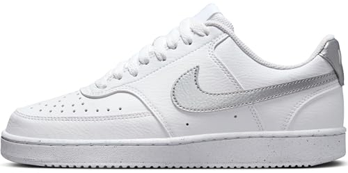 Nike Damen Court Vision Lo Nn Walking-Schuh, White/Metallic Silver-White, 40.5 EU