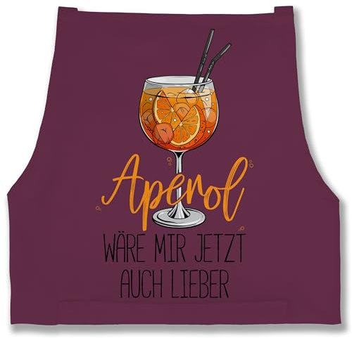 Schürze - Statement - Erwachsene - Aperol wäre mir jetzt auch lieber I Lustige Geschenke Aperol Spritz - 85x69 - Aubergine - statements cocktails kochschürze aperolspritz sprüche spritz