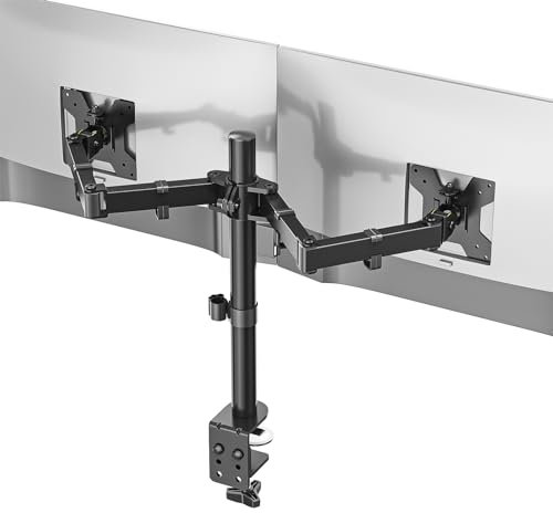 Suprogear Dual Monitor Desk Mount, Monitor Stand for 2 Monitors Up to 27inch, Dual Monitor Mount Max 22lbs for Home, Office, School, Black