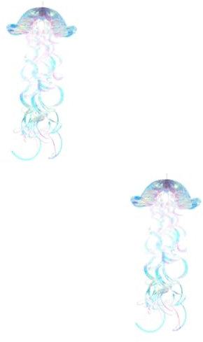 PRETYZOOM 2pcs Spiral Jellyfish Hanging Ornament Iridescent Party Decoration Sea Decorations