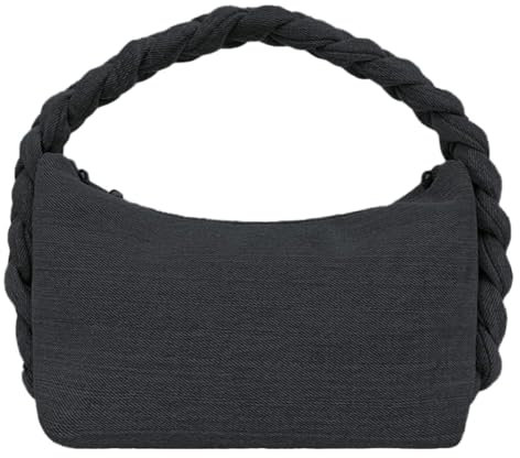 Denim-Geldbörsen für Damen, Jean, Clutch, Handtasche, Kette, Tragetasche, Knoten, gewebter Griff, trendige Schultertasche, Crossbody-Tasche, Schwarz, Medium, modisch