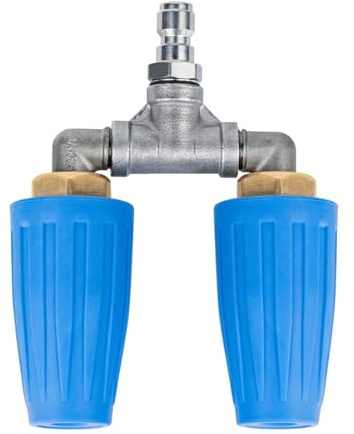 Dual Turbo Nozzle for Pressure Washer, 4000PSI 4-6GPM 1/4 Quick Connect, 360° Rotating Jet Wash Nozzle with 2mm Ceramic Orifice for Driveways, Patios, Decks Heavy-Duty Brass Construction