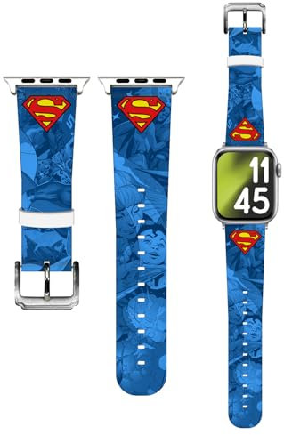 Head Case Designs Licenza Ufficiale Superman DC Comics Collage Loghi E Personaggio Cinturino per Orologio in Vera Pelle Compatibile con Apple Watch 42/44/45/49mm