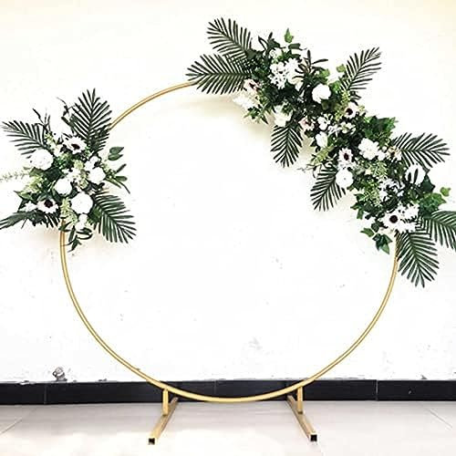 Arche De Mariage Ronde avec Bases, Arche De Jardin en Métal, Cadre De Support De Toile De Fond Robuste, Pergola en Treillis Rose pour Décoration De Jardin, Idéal pour La Décoration De Fête D