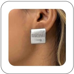 Dervivea Vintage Große Quadratische Ohrstecker Silber Quadratische Ohrringe Metall Quadratische Ohrstecker Übertrieben Geometrische Ohrringe Schmuck Für Frauen