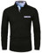 KUNJLELP Men's Premium Long Sleeve Polo Shirt Casual Cotton T-Shirt with Real Pocket,Black 37,XXL