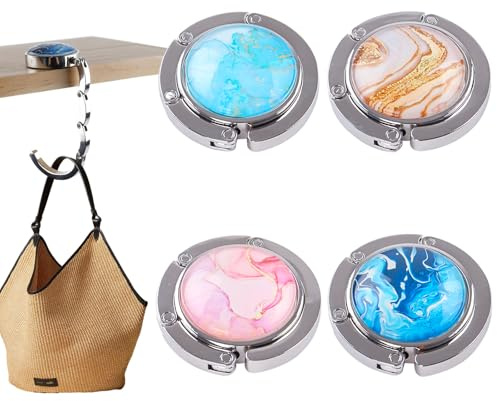 AUNHOKE Folding Handbag Table Hangers, Handbag Hooks for Tables 4 Pcs | Folding Purse Hook Hangers, Purse Hook for Table, Purse Hook Foldable for Office Restaurant Desk