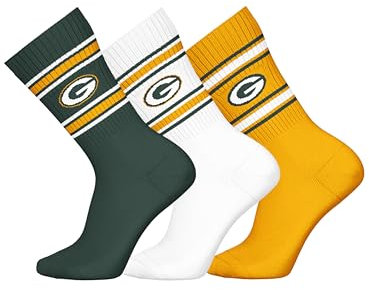 NFL Green Bay Packers 3pk Crew Socks - GRN/WHT/YEL - 39/42