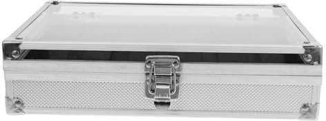 SAFIGLE 12gitter Uhrenbox Mit Fächern Aus Aluminiumlegierung Transparente Abdeckung Aus Kunststoff Aufbewahrungsbox Für Schmuckuhren Gitterschlitze Aus Schaumstoff Mit Wildlederimitat