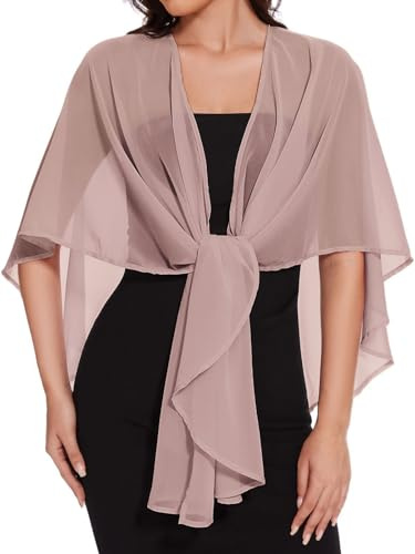 CHICGAL Schals und Wickeltücher für Abendkleider, durchsichtig, Chiffon, Schal, Hochzeit, Brautschmuck, Khaki, Einheitsgröße