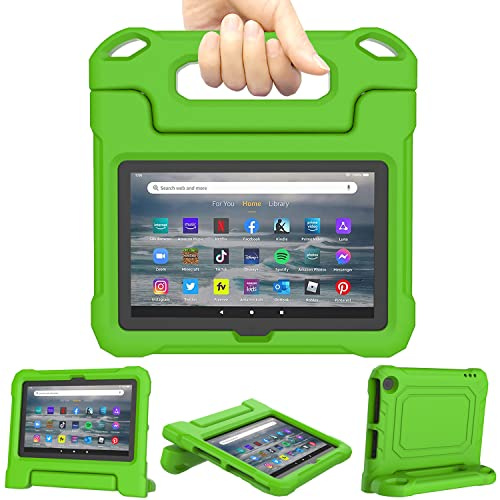 Amazon Fire 7 Tablet Case Kids 2022, Kindle Fire 7 Case (All-New 12th Generation, 2022 Release) - TrendGate Lightweight Shockproof Kid-Proof Cover with Handle Stand for Fire 7 Kids Tablet - Green