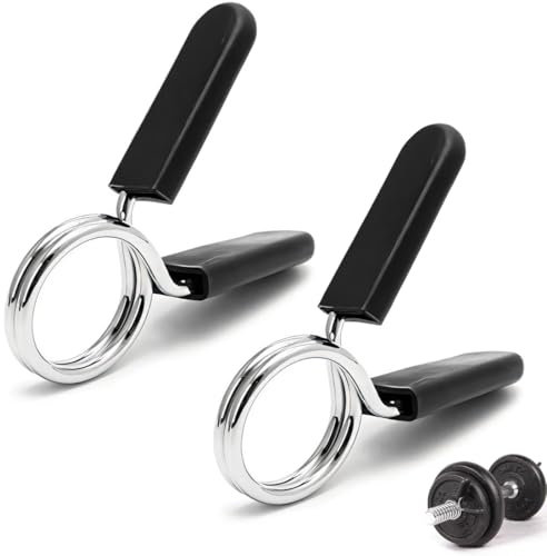 AEIOPRS Conjunto de 2 Collares de Resorte para Levantamiento de Pesas Abrazaderas de Resorte Mancuerna de 30 mm para Entrenamiento de Fuerza en el Gimnasio