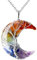 YUZHEDM Farbe Halskette Damen Silber Kette Kristalle Edelstein Kette Kristall Baum des Lebens Halskette Heilsteine Kette Edelstein Kette Damen Chakra Halskette mit 1 Samttasche mit Kordelzug