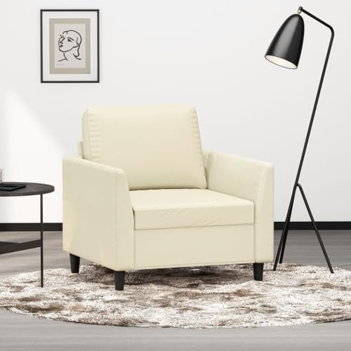 LAPOOH Sessel Creme 60 cm Kunstleder, Fernsehsessel, Kinosessel, Lesesessel, Tv Sessel, Ohrensessel, Armsessel, Seselstuhl Wohnzimmer - 359324