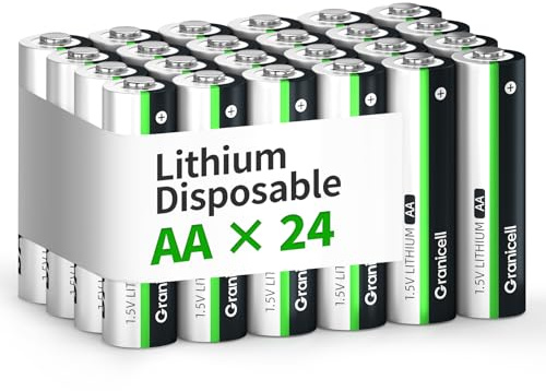 Granicell 24Pack Lithium AA Batterien, 1.5V Nicht Wiederaufladbar Lithium Eisen Batterie mit längerer Lebensdauer für Digitalkamera, Taschenlampe, Spielzeug