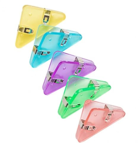 Abbdbd 5 Stück Dreieck-eckklammern, Bunte Büroklammern, Multifunktionale Kunststoff-bindeklammern, Seitenhalter Für Büro- Und Schulwerkzeuge