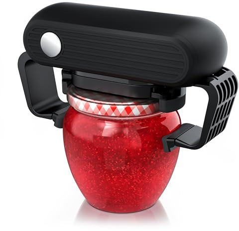 Arendo - Elektrischer Glasöffner – Automatischer Deckelöffner für versiegelte Gläser - freihändiger Schraubdeckelöffner – kein Aufwand beim Öffnen – Küchenhelfer für Senioren und Kinder