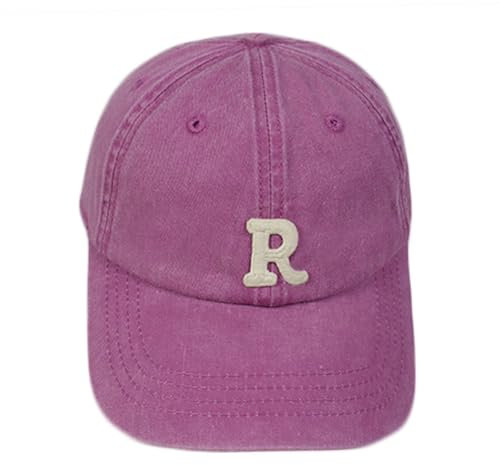 BrightGlow Baseball Cap Herren Damen R Alphabet Stickerei Basecap Baumwolle Klassische Baseballkappe Verstellbar Sport Mütze Sonnenhut Unisex Baseball Mütze für Sport Wandern Fuchsie Einheitsgröße