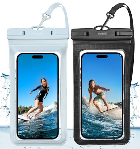 memumi 2 Pochettes Étanches pour téléphone, Housse étanche Universelle certifiée IPX8 - Coque Transparente pour iPhone 16 Pro Max, 15 Pro, Samsung Galaxy S25 Ultra, S24, Google 8A, jusqu'à 7.2 Pouces