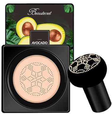 MTUVKGT Air Cushion CC Cream Foundation, Full Coverage BB Cream with Avocado Extract, Concealer & Skin Tone Perfecting Makeup, Long-Lasting Liquid Foundation for Flawless Matte Finish (01-IVORY)