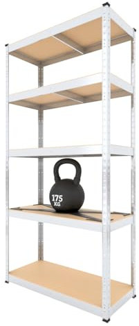 BAUSOKOL Schwerlastregal 180x90x40 cm, Verzinkt, 875kg MDF Böden | Tragkraft 875kg Lagerregal, Werkstattregal, Kellerregal, Schwerlastregal, Steckregal, Regal wand, Standregal, Kleines regal