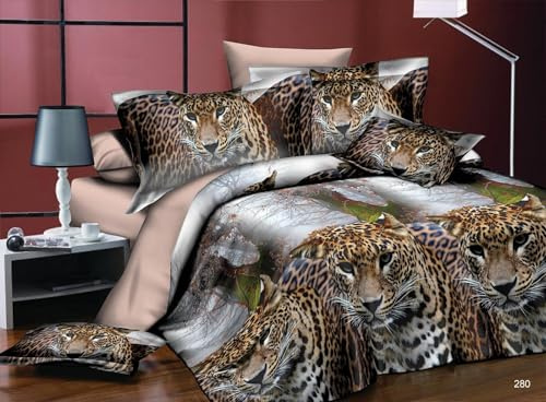 PRIME LINENS 3D Duvet Cover Set 4 Piece Microfiber Printed Design Quilt Cover Bedding Set with Pillow Cases and Extra Fitted Sheet Machine Washable (3D Printed 280, Super King 4 piece)