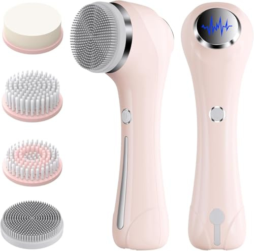 Rkdely Gesichtsreinigungsbürste Elektrische 2 in 1, IPX6 Wasserdicht, Rosa