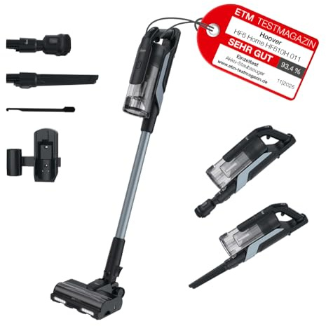 Hoover HF6 Aspirateur sans fil avec capteur de sol, Dual Way Clean, jusqu'à 100 minutes, avec rouleau anti-torsion, double nettoyage des bords, QuickPark portable, 660 W [HF610H]