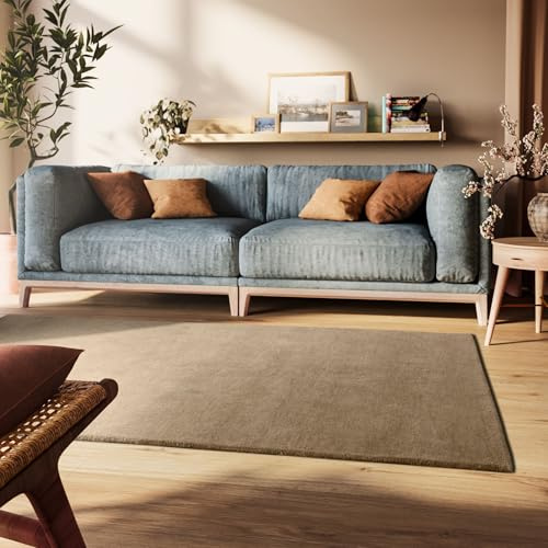 Steffensmeier Gabbeh Teppich Sowana | 100% Schurwolle, Sand, Größe: 240x290 cm Kurzflor Teppich für Wohnzimmer, Handtuft, Goodweave-Siegel