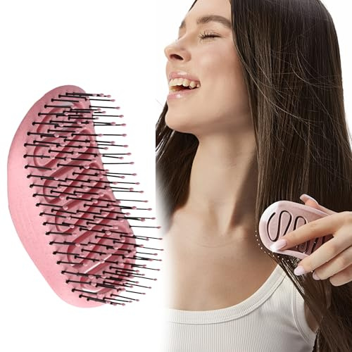Glov Haarbürste Pink-ergonomisch Leicht Strapazierfähig Biobasiert aus Weizenstroh Sanft Entwirren für Alle Haartypen Unterwegs Bruch Vermeiden Handlich
