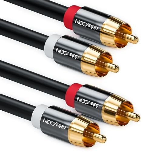 deleyCON 4m Cinch Stereo Audio RCA Kabel 2x Stecker - Schwarz