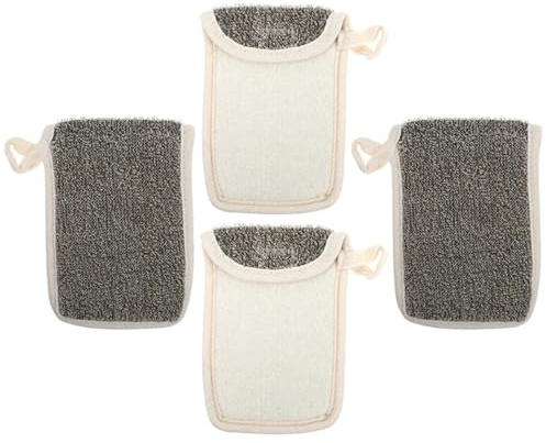 Black Linen Soap Bag Foaming Exfoliating Pouch for Home Hotel 4pcs | Hangable Quick Drying Design, Bar Soap Storage, Bath Shower Use, Compact Pack for Daily Routines
