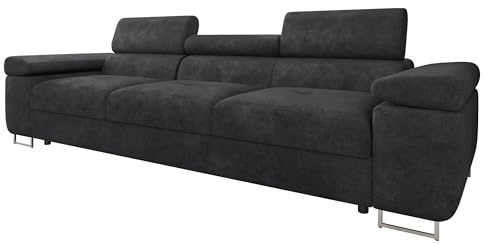 Mirjan24 Sofa Torezio III mit Einstellbare Kopfstützen, Dreisitzer Polstersofa, Füße aus Metall Chrom, Sofagarnitur, Wohnlandschaft, Couchgarnitur (Margo 227.09)