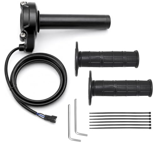 Mvellir E Bike Full Twist Throttle – 12V-90V Universal Voltage, Full Bar surron throttle with Hand Grips, 3 Pin SM Plug, Fits 22mm Handlebar, Durable & Easy-to-Install, For Electric Bicycle, Scooter