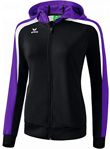 ERIMA Damen Jacke Liga 2.0 Trainingsjacke mit Kapuze, schwarz/violet/weiß, 44, 1071860