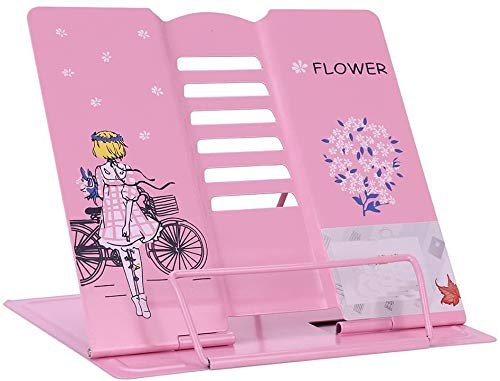 Buchständer Bücher Tablets Halter Rosa Leseständer für Kinder Erwachsene Ergonomische Buchstütze Metall Buchaufsteller Multifunktionaler Buchhalter Kochbuchhalter für Küche Kinderzimmer Büro