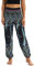 Nuofengkudu Damen Hippie Haremshose Capri Thai Hose Leichte mit Taschen Dünn Boho Ethno Blumenmuster Muster Strand Sommerhose Yogahose Hellblau Pfau A