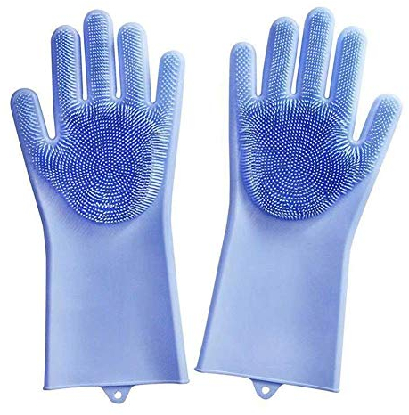 Cuisine Nettoyage Gants éponge Vaisselle Avec Poils Longs Silicone Brosse Scrubber Gants Gants Réutilisables Magiques