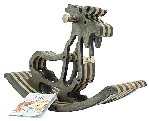Sweety Toys 11179 Holz Schaukelpferd Elch Elmond Dunkelbraun- hochwertiges Designer Schaukelpferd