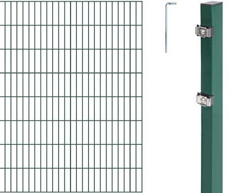 Alberts 651336 Doppelstabmattenzaun als 18 tlg. Zaun-Komplettset | verschiedene Längen und Höhen | grün | Höhe 160 cm | Länge 16 m