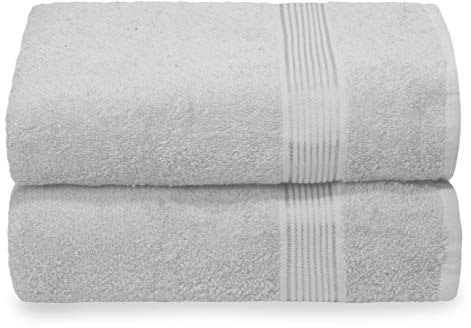 GLAMBURG Lot de 2 Serviettes de Bain surdimensionnées en Coton 70 x 140 cm, Grandes Serviettes de Bain, Ultra absorbantes, compactes à séchage Rapide et léger, Gris Clair