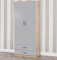 URBNLIVING Tall Wooden 2 Door Oak Wardrobe With 2 Drawers Bedroom Storage Hanging Bar Clothes (Oak Carcass + Grey Drawers)