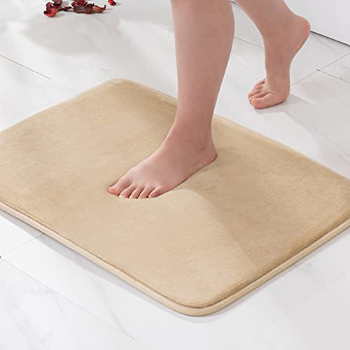 MIULEE Tapis de Bain Antidérapant en Mousse à Mémoire – Ultra Doux, Absorbant, Séchage Rapide, Lavable en Machine, Tapis de Salle de Bain pour Douche, Baignoire, Cuisine – 50x80 cm, Camel