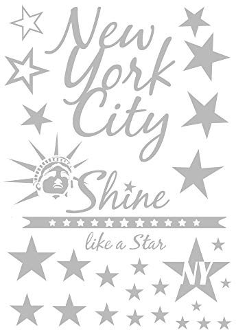 Ideen mit Herz Metallic Bügeltransfer | glänzend | DIN A4 | Textilien wie T-Shirts & Taschen mit Bügelmotiven verzieren | Bilder schnell & einfach aufbügeln | DIY Textildesign (New York | silber)