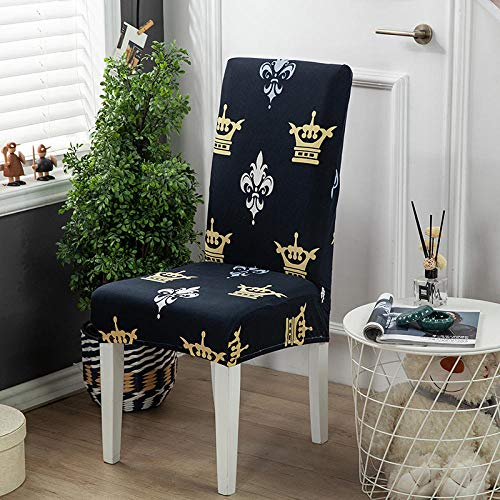 ZZDXW Stuhlhussen 2er Set Krone Marineblau Esszimmerstühle Elastischer Stuhlbezug,Stretch Abnehmbare Waschbar Universal Stuhlhusse,Moderne Beschützer Schutzhülle Hussen für Stühle