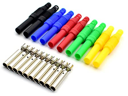 5Colors Insulated Safety Shrouded 4mm Female Banana Plug Jack Socket Solder DIY Cable Connectors Adapters for Electrical Testing 10Pcs