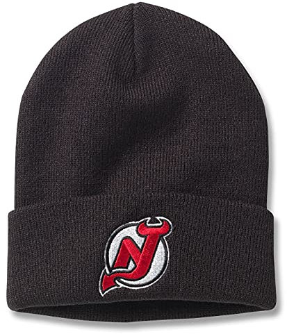 AMERICAN NEEDLE NHL Hockey Team Logo Beanie mit Bündchen, New Jersey Devils-schwarz, Einheitsgröße